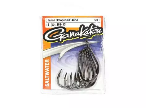 Крючок Gamakatsu Octopus с прямым ушком 4XS, размер острия 5/0 (8471)