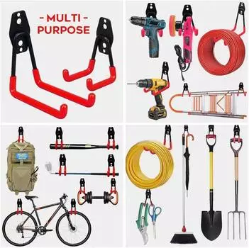 Крючок Heavy Duty Hook Metal Wall Mount Bicycle Hooks Wall Mount Anti-Slip Storage Hook For Stairs Garden Tools Garage Organizer
