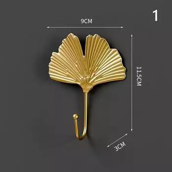 Крючок из кованого железа в скандинавском стиле в форме листа, настенная вешалка, органайзер для ванной комнаты 9x11x.5x3cm золотой