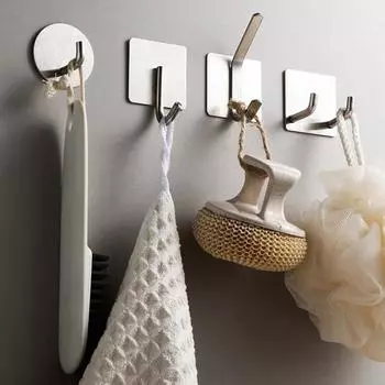 Крючок из нержавеющей стали для дома, кухни, настенный, без дырокола, для ванной, водонепроницаемый, с сильным клеем, для хранения, двойной крючок