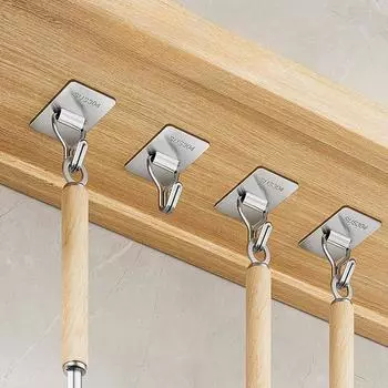 Крючок из нержавеющей стали, настенный крючок для одежды для кухни, спальни, без перфорации, для хранения, без следов, прочный клейкий крючок, подвесная стойка 1 PCS серебряный