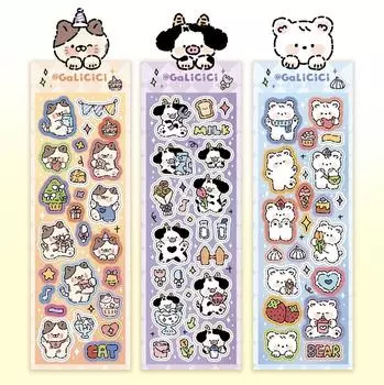 Крючок леска ветер мультфильм милый корова лазерная наклейка липкая карта DIY декоративный материал