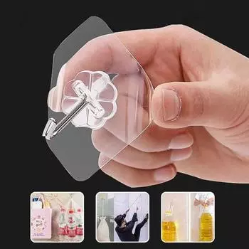 Крючок на присоске, прочный пылезащитный прозрачный бесшовный клейкий настенный крючок, вешалка для гостиной, ванной комнаты, шкафа 5pcs