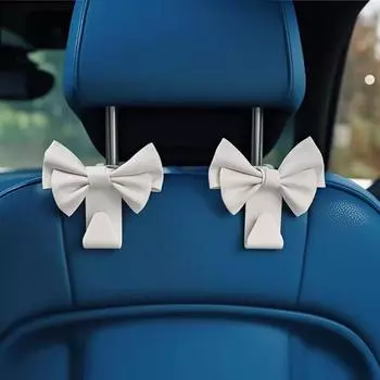 Крючок на спинку автомобильного сиденья с бантом, крючок для хранения из искусственной кожи, модная сумка, держатель для кошелька, универсальные автозастежки, зажимы для автомобильных аксессуаров