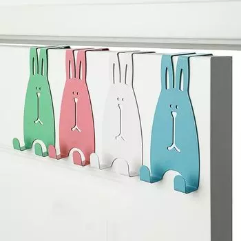 Крючок на заднюю дверь с изображением кролика из углеродистой стали, прочный крючок для шкафа, задняя вешалка для кухни зелёный