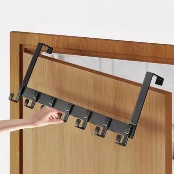 Крючок над дверью, держатель для вешалки из углеродистой стали для пальто, халата, шляпы, одежды, органайзер для ванной комнаты, вешалка для полотенец, 6 крючков 6 Hooks