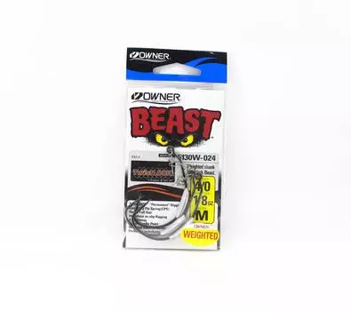 Крючок Owner 5130W Worm Hook Beast Twistlock, без сорняков, утяжеленный, 1/8 унции 4/0 (0194)