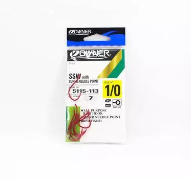 Крючок Owner SSW, размер 1/0, красный (0992)