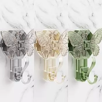 Крючок-присоска в виде бабочки, креативный липкий крючок, настенные полки для ванной комнаты, многофункциональные неперфорированные полотенца для ванной комнаты и кухни золотой