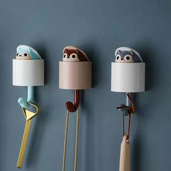 Крючок с белкой, вискозный крючок, бесплатный дырокол, бытовой мультфильм, милый декоративный крючок для дверных ключей, крючок для одежды коричневый