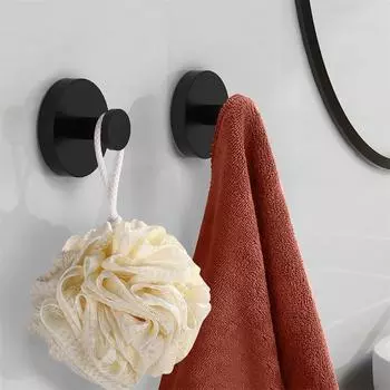 Крючок с присоской из нержавеющей стали, водонепроницаемые настенные крючки, многоразовые, без проколов, настенная вешалка для кухни, ванной, полотенца, одежда 2pcs чёрный