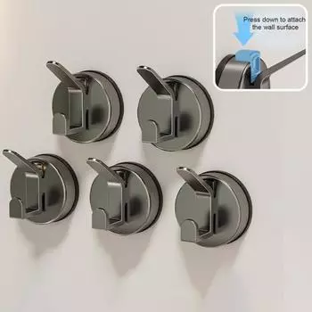 Крючок с присоской Yousheng, прочный, несущий нагрузку, не деформируется, без винтов, простая установка, многоцелевая вешалка для одежды, дверной крючок 3 серый