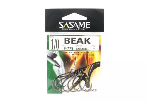 Крючок Sasame F-779 Beak Suicide со смещением, размер 1/0 (3724)