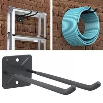 Крючок Сверхмощный настенный противоскользящий крючок для хранения Удлиненная лестница Стойка для стульев Вешалки Гаражные метлы Швабры Коляски Крюк для хранения электроинструментов чёрный