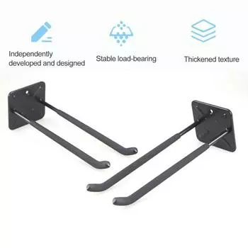 Крючок Сверхмощный настенный противоскользящий крючок для хранения Удлиненная лестница Стойка для стульев Вешалки Гаражные метлы Швабры Коляски Крюк для хранения электроинструментов чёрный