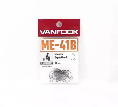 Крючок Vanfook ME-41B Minnow Expert, средний тяжелый, размер 4, 16 шт./упаковка, черный (9818)