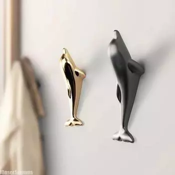 Крючок в виде дельфина в средиземноморском стиле, подвесная мебель, ручка для ящика из сплава, креативный декоративный настенный крючок, крючок для ключей в виде кролика