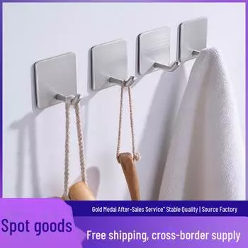 Крючок Weds из нержавеющей стали с липкой основой и защитой от проколов для одежды, ванной комнаты, кухни, туалета или примерочной. nail-free glue серебряный