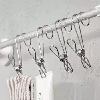 Крючок-зажим из нержавеющей стали с длинным хвостом для душевой занавески, хранения вещей и использования в качестве прищепки Without hook 4.5cm