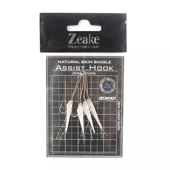 Крючок Zeake Assist для одинарной рыбьей кожи SLJ, 4 шт. в упаковке, 3S (Размер 8) (1953)
