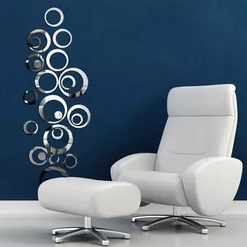 Круги в зеркальном стиле съемная наклейка виниловая художественная наклейка на стену домашний декор белый