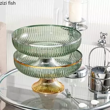 Круглая акриловая тарелка для фруктов Поднос для конфет Поднос для закусок Чаша для сухофруктов Высокая тарелка для торта Десертные тарелки Поднос для закусок Салатница
