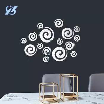 Круглая акриловая трехмерная наклейка на стену толщиной 1 мм, креативная наклейка на зеркало в гостиной, украшение для спальни, гостиной