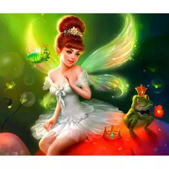 Круглая Алмазная картина Эльфийская девушка Вышивка Крестом Горный хрусталь Мозаика Домашний декор 20X30CM