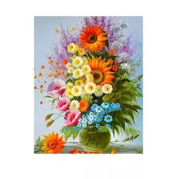 Круглая алмазная живопись 5D Diy Ваза, инкрустированная бриллиантами Подсолнух, вышивка крестиком, цветок, полная мозаика, украшение дома, подарок 25X30cm