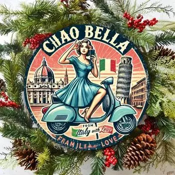 Круглая алюминиевая настенная вывеска с изображением итальянской любви, прочный знак. Идеально подходит для дома или офиса, прекрасный подарок для гостиной, в помещении и на открытом воздухе L белый