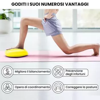Круглая балансировочная доска с насосом, толстая надувная подушка для сидения для йоги и фитнеса жёлтый