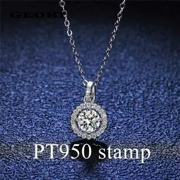 Круглая бриллиантовая огранка 0,5 карата с бриллиантом прошлого цвета, муассанит, свадебное ожерелье, PT950, ювелирные изделия из драгоценных камней
