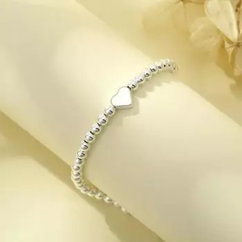 Круглая бусина Любовь Студентка Стойка Геометрическая Трехмерная Любовь Рука Ювелирные Изделия One Size серебряный