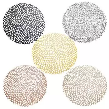 Круглая цветочная ПВХ-полая сетка, противоскользящая подставка, чаша, подставка для посуды, коврик для декора чёрный