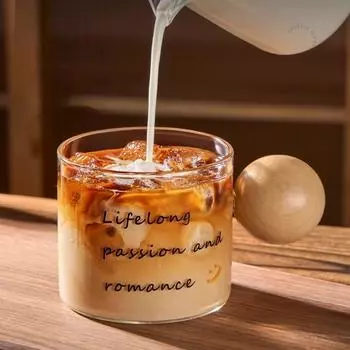 Круглая деревянная ручка прозрачная стеклянная чашка для кофе бытовые кофейные чашки кухонная офисная кофейная кружка с чашкой блюдцем 450ml