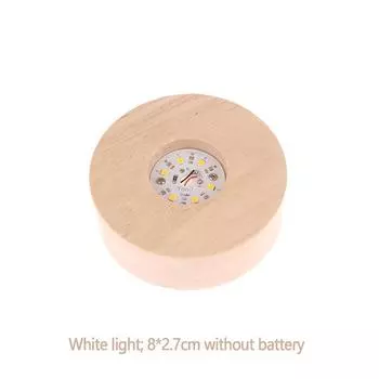 Круглая деревянная светодиодная подставка-дисплей 8/10 см на батарейках, держатель, настольная ночная лампа, основа, хрустальные стеклянные художественные украшения A