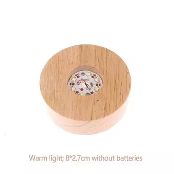 Круглая деревянная светодиодная подставка-дисплей 8/10 см на батарейках, держатель, настольная ночная лампа, основа, хрустальные стеклянные художественные украшения C