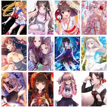 Круглая дрель 5D DIY Алмазная картина Мультяшная девочка Вышивка крестом 5D Домашний декор Подарок 20X30CM красный