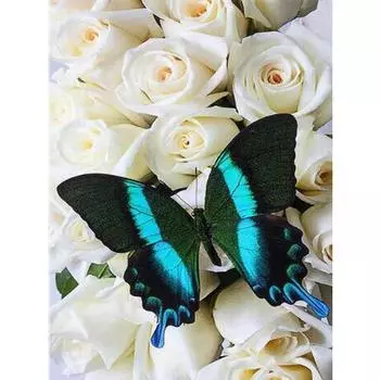 Круглая дрель цветок и бабочка 5D DIY Алмазная картина Вышивка Крестом Мозаика Домашний декор 20X30CM