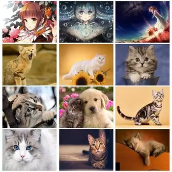 Круглая дрель Diy Алмазная картина Наборы для вышивки крестом 5D Алмазная мозаика Вышивка Пейзаж Животное Мозаичная живопись 20X30CM красный