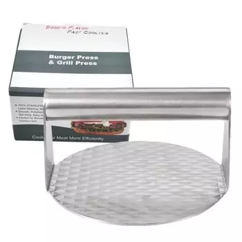 Круглая дробилка для гамбургеров из нержавеющей стали 5,35 дюйма, пресс для гамбургеров с антипригарной сковородой, профессиональный набор аксессуаров для гриля для приготовления на плоском гриле