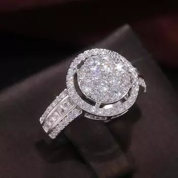 Круглая форма часов, женское кольцо, свадебная вечеринка, юбилей, кольцо, установка зубцов, камни CZ, нежные женские украшения, новый дизайн 7