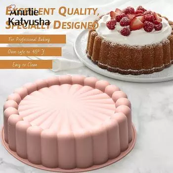 Круглая форма для торта, антипригарная силиконовая форма для торта, формы для выпечки печенья и кондитерских изделий, термостойкие формы для выпечки в духовке, кухонные аксессуары розовый