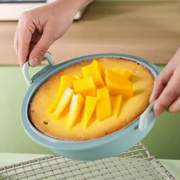 Круглая форма для торта, силиконовая форма для выпечки с ручкой, пищевая категория, не содержащая BPA, термостойкая многоразовая микроволновая печь, безопасная форма для сырного торта темно-серого