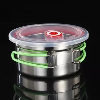 Круглая герметичная миска из нержавеющей стали 304 Bento Lunch Box с крышкой для холодильника, герметичные контейнеры для хранения свежих продуктов