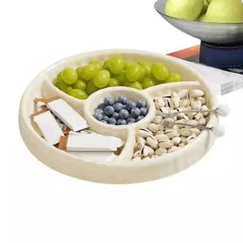 Круглая гофрированная тарелка для фруктов с водой, разделенная на подносы для закусок, легкая роскошная тарелка для сухих фруктов, закуска прозрачный