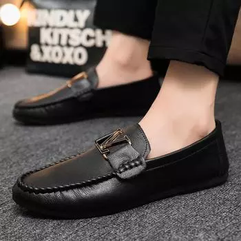 Круглая голова водительские мужские туфли с одной ногой Doudou маленькие кожаные туфли повседневная британская официальная одежда спортивная ручная работа 39