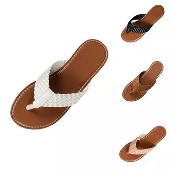 Круглая головка плоская пряжка снаружи для ношения елочка женские тапочки 36 чёрный