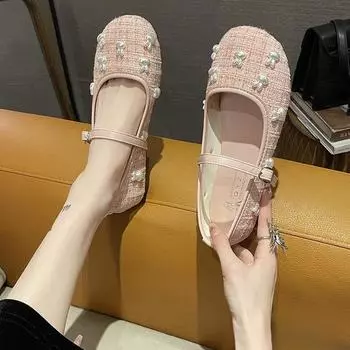 Круглая головка, простые, маленькие, ароматные, стильные, нежные туфли Мэри Джейн, женские, новинка весны 2025 года, французские туфли с юбкой, неглубокое горлышко, одинарные туфли 35 чёрный