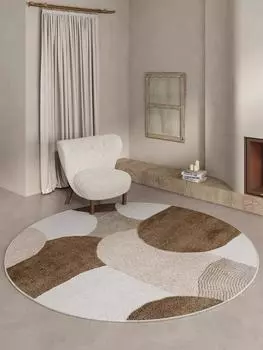 Круглая гостиная, круглый бархатный ковер, спальня, кровать, одеяло, французский диван, журнальный столик, стул, нескользящий коврик 800MMx800MM